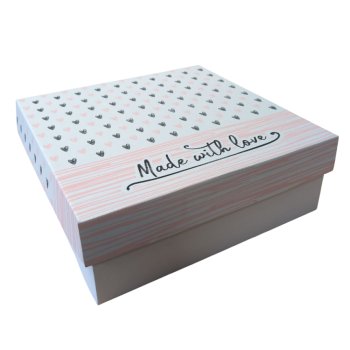 100 Stk. Kuchenkarton / Tortenkarton PAP 28 x 28 x 10 cm – Neutralmotiv bedruckt
